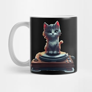 Cute cat on gramophone Mug